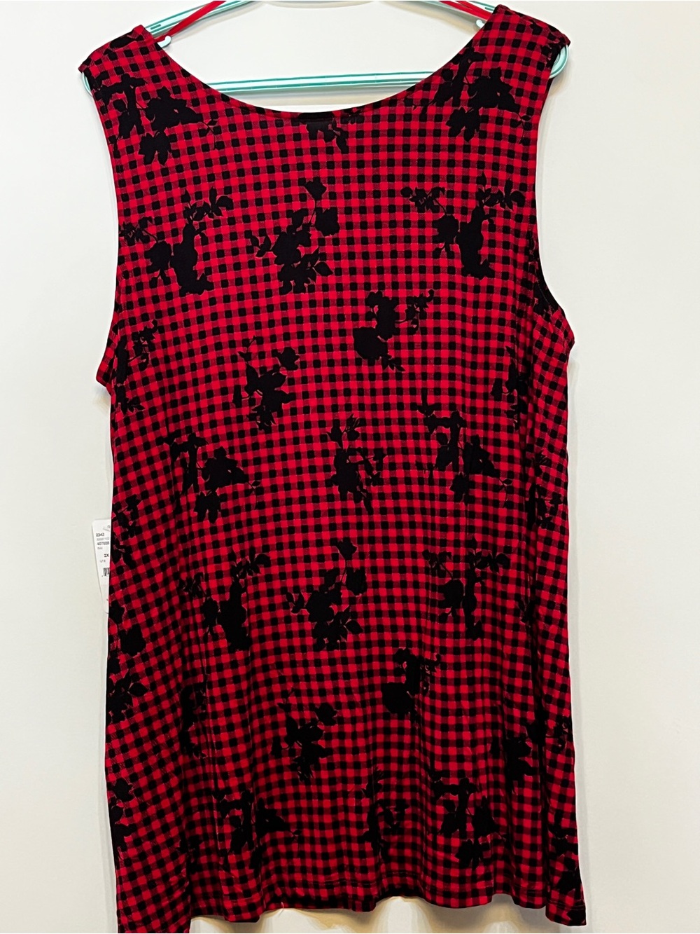 Michel Studio Red and Black Printed Sleeveless Tank - Picture 4 of 5